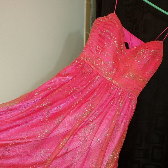 Hailey Logan By Adrianna Papell Peachy Pink Sparkle Dress - Picture 3 of 12